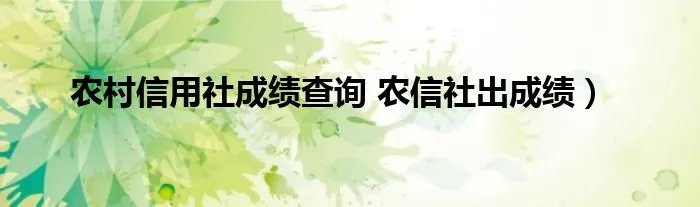 农村信用社成绩查询 农信社出成绩）