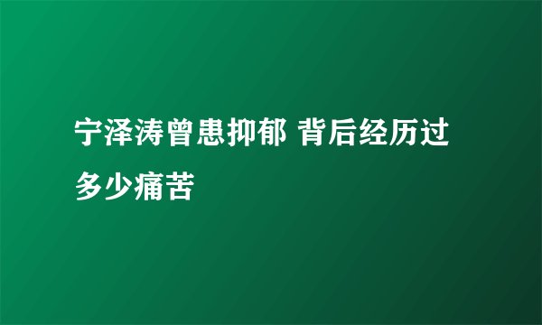 宁泽涛曾患抑郁 背后经历过多少痛苦