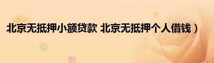 北京无抵押小额贷款 北京无抵押个人借钱）