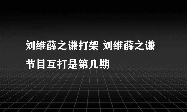 刘维薛之谦打架 刘维薛之谦节目互打是第几期