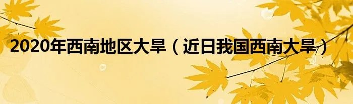 2020年西南地区大旱(近日我国西南大旱)