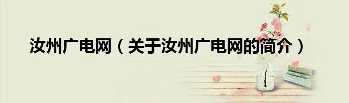 汝州广电网（关于汝州广电网的简介）