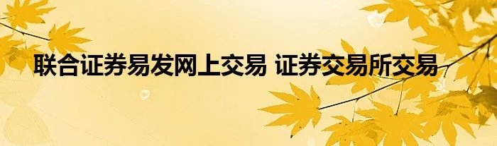 联合证券易发网上交易 证券交易所交易