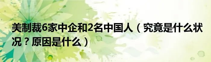 美制裁6家中企和2名中国人（究竟是什么状况？原因是什么）