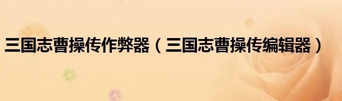 三国志曹操传作弊器（三国志曹操传编辑器）
