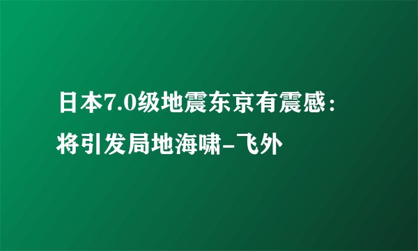 日本7.0级地震东京有震感：将引发局地海啸-飞外