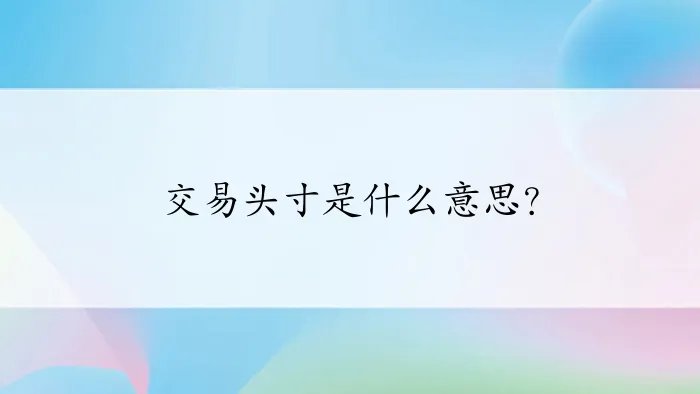 交易头寸是什么意思？