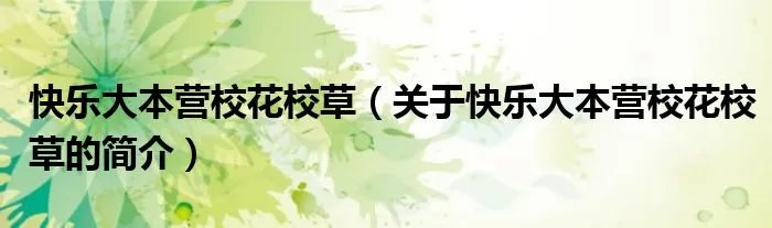 快乐大本营校花校草（关于快乐大本营校花校草的简介）