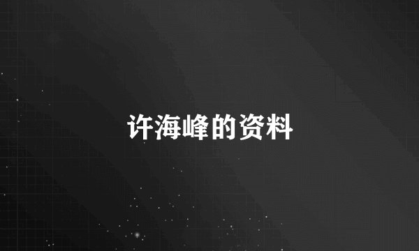 许海峰的资料