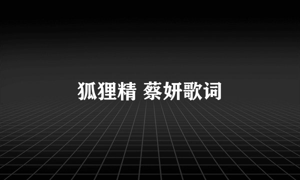 狐狸精 蔡妍歌词