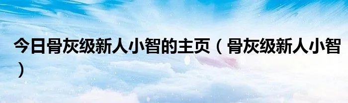 今日骨灰级新人小智的主页（骨灰级新人小智）