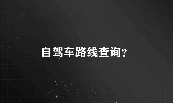 自驾车路线查询？