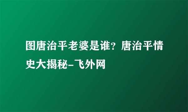 图唐治平老婆是谁？唐治平情史大揭秘-飞外网