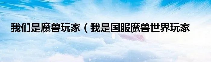 我们是魔兽玩家（我是国服魔兽世界玩家