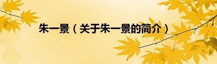 朱一景（关于朱一景的简介）