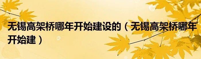 无锡高架桥哪年开始建设的（无锡高架桥哪年开始建）