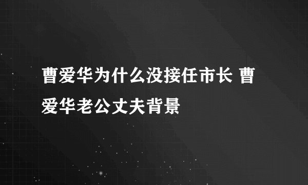 曹爱华为什么没接任市长 曹爱华老公丈夫背景