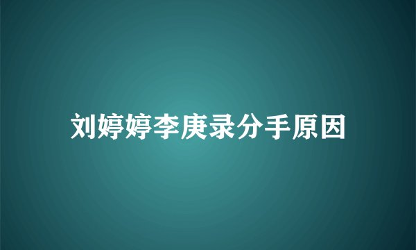 刘婷婷李庚录分手原因