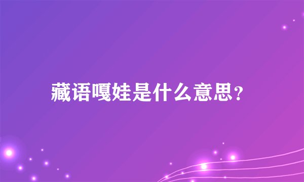 藏语嘎娃是什么意思？