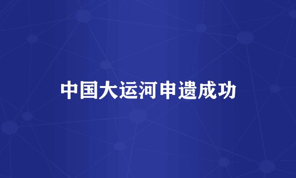 中国大运河申遗成功