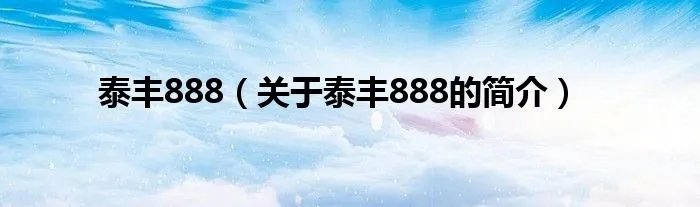 泰丰888（关于泰丰888的简介）