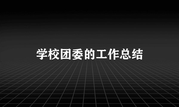 学校团委的工作总结