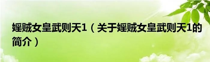 婬贼女皇武则天1（关于婬贼女皇武则天1的简介）