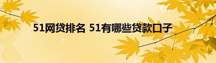 51网贷排名 51有哪些贷款口子