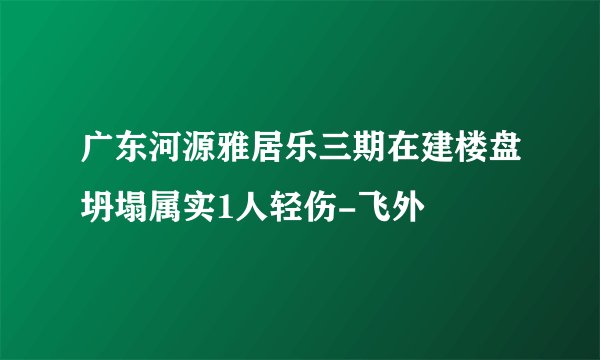 广东河源雅居乐三期在建楼盘坍塌属实1人轻伤-飞外