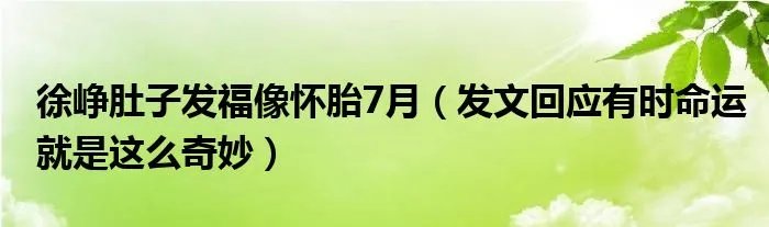 徐峥肚子发福像怀胎7月（发文回应有时命运就是这么奇妙）
