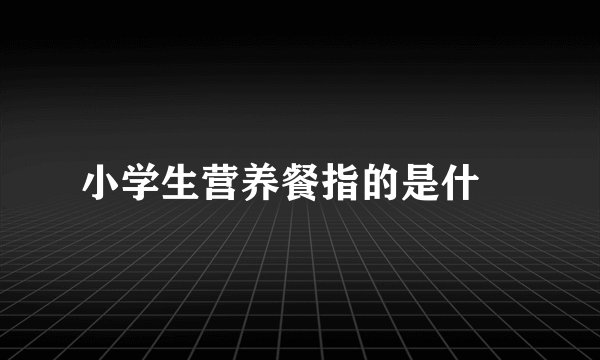 小学生营养餐指的是什麼