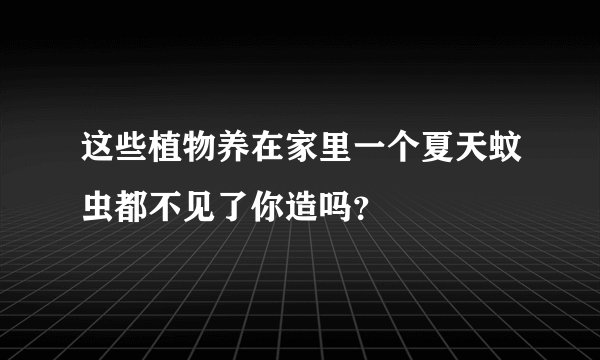 这些植物养在家里一个夏天蚊虫都不见了你造吗？