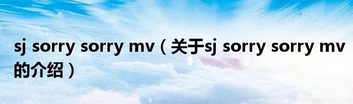 sj sorry sorry mv（关于sj sorry sorry mv的介绍）