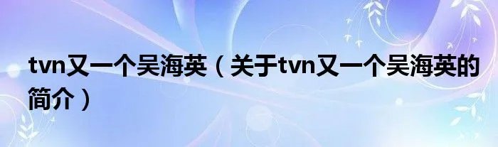 tvn又一个吴海英(关于tvn又一个吴海英的简介)