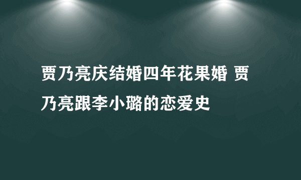 贾乃亮庆结婚四年花果婚 贾乃亮跟李小璐的恋爱史