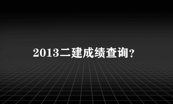 2013二建成绩查询？