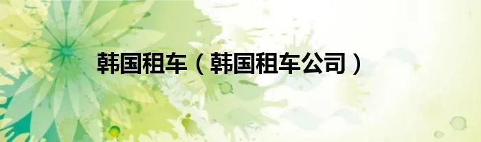 韩国租车(韩国租车公司)