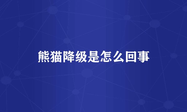 熊猫降级是怎么回事