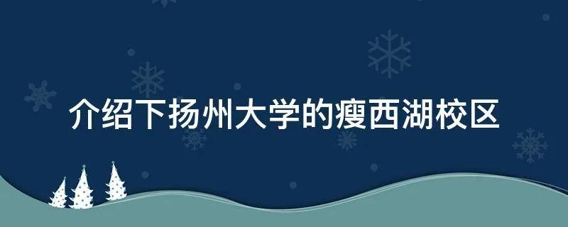介绍下扬州大学的瘦西湖校区