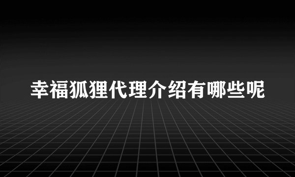 幸福狐狸代理介绍有哪些呢