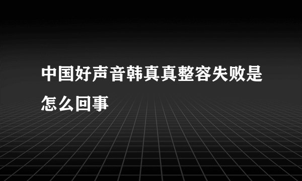 中国好声音韩真真整容失败是怎么回事