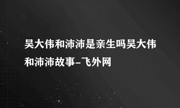 吴大伟和沛沛是亲生吗吴大伟和沛沛故事-飞外网