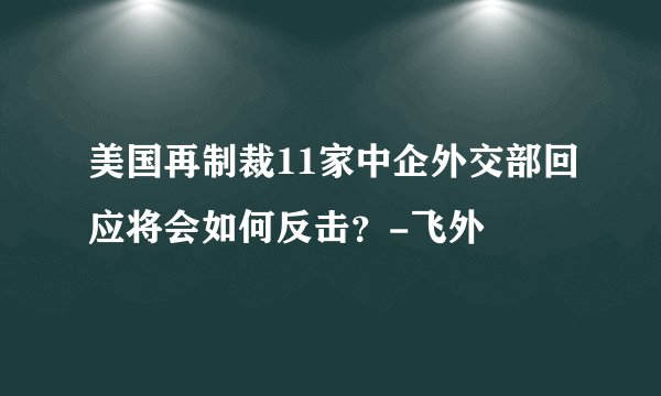 美国再制裁11家中企外交部回应将会如何反击？-飞外