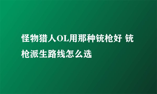 怪物猎人OL用那种铳枪好 铳枪派生路线怎么选