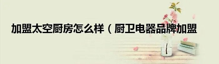 加盟太空厨房怎么样（厨卫电器品牌加盟