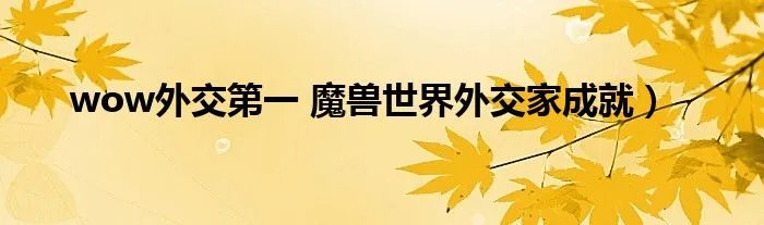 wow外交第一 魔兽世界外交家成就）