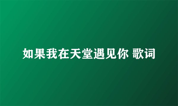 如果我在天堂遇见你 歌词