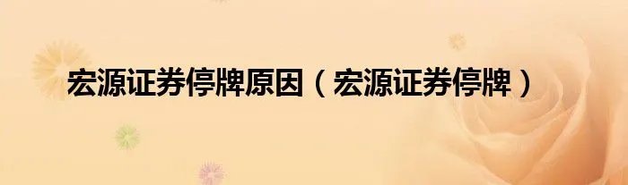 宏源证券停牌原因（宏源证券停牌）