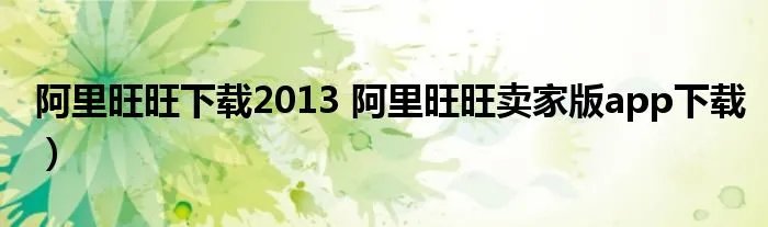 阿里旺旺下载2013 阿里旺旺卖家版app下载）
