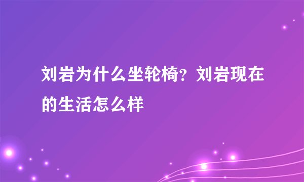 刘岩为什么坐轮椅？刘岩现在的生活怎么样